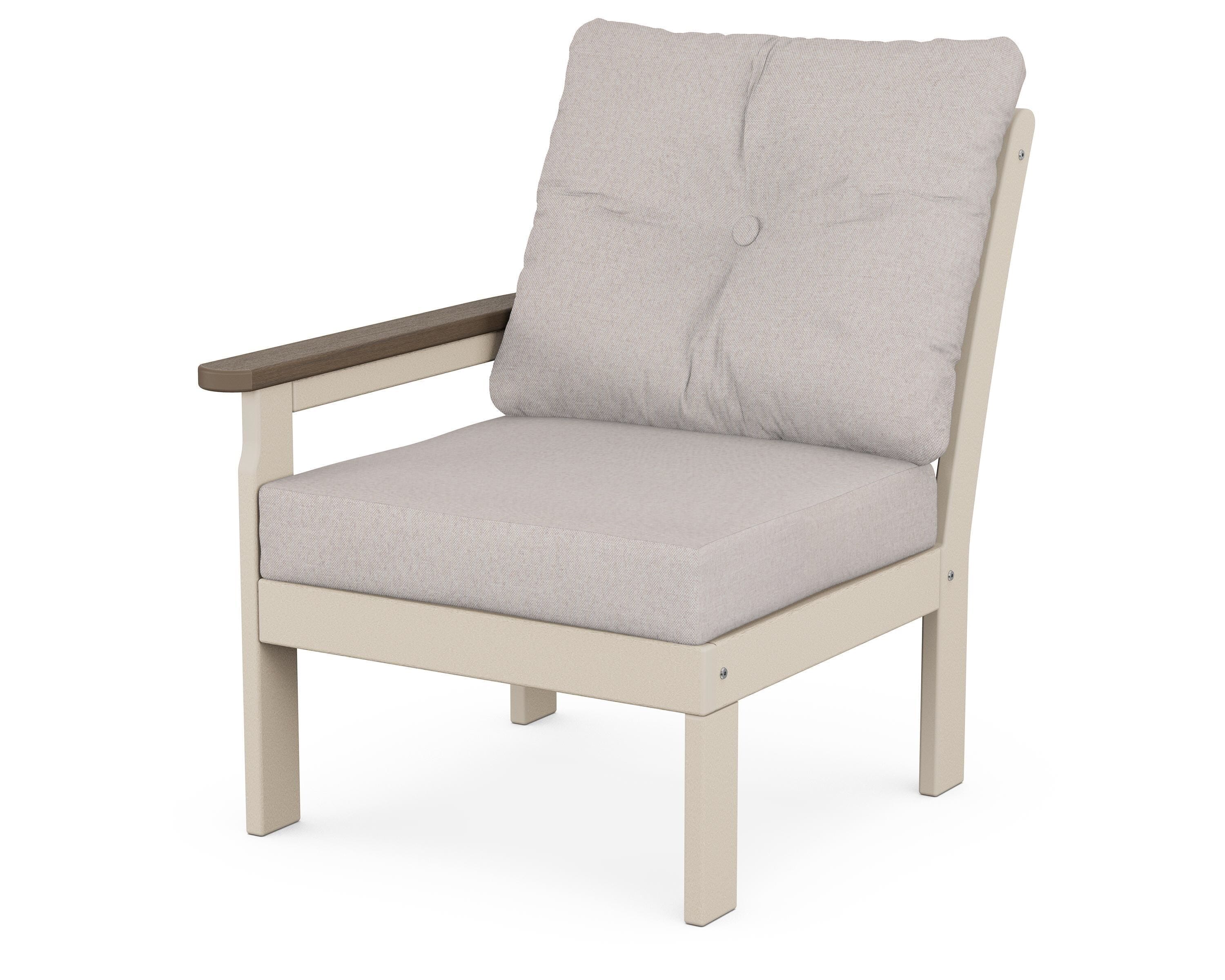 POLYWOOD® Vineyard Modular Left Arm Chair in Sand / Kona / Dune Burlap