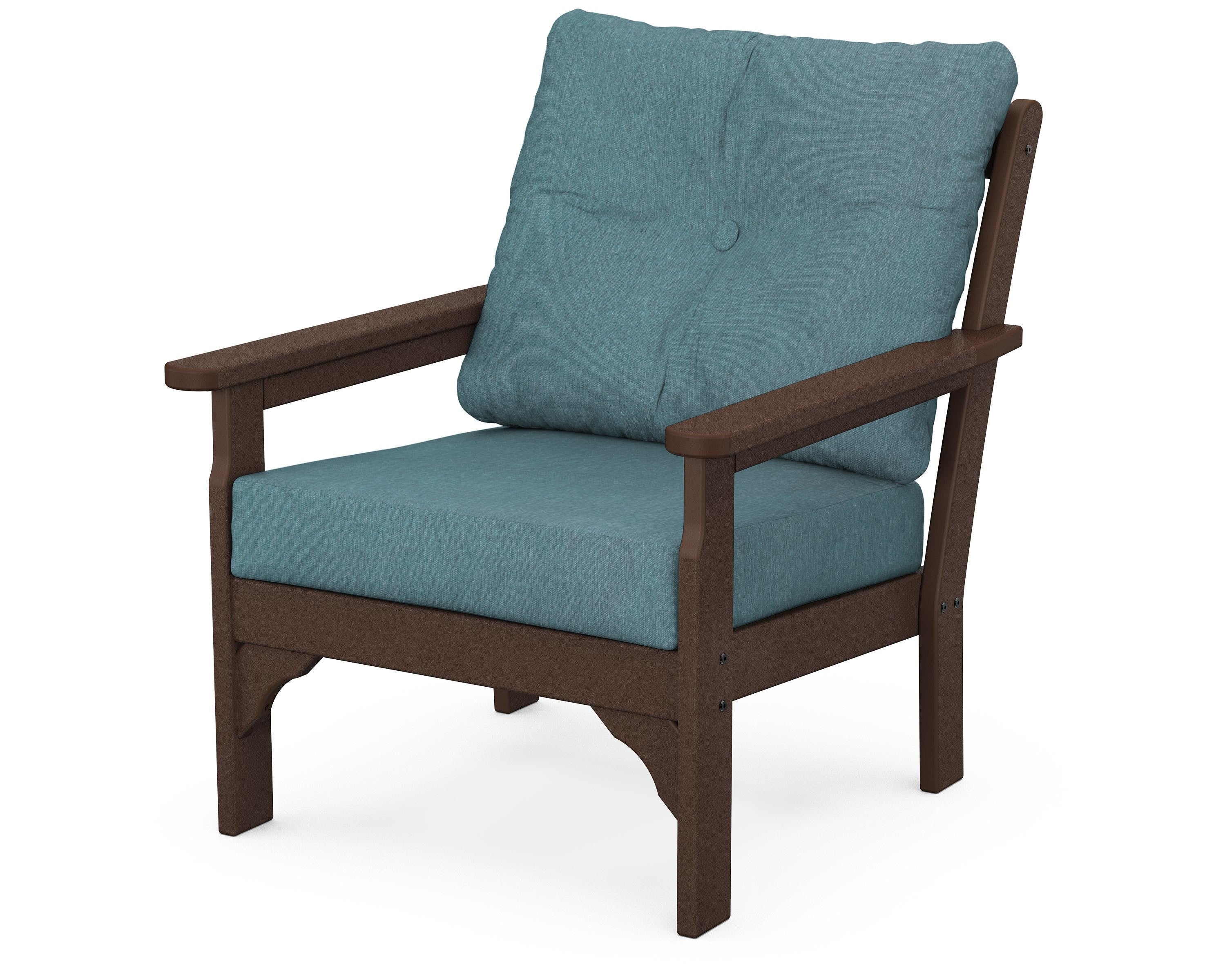 POLYWOOD® Vineyard Deep Seating Chair in Mahogany / Ocean Teal