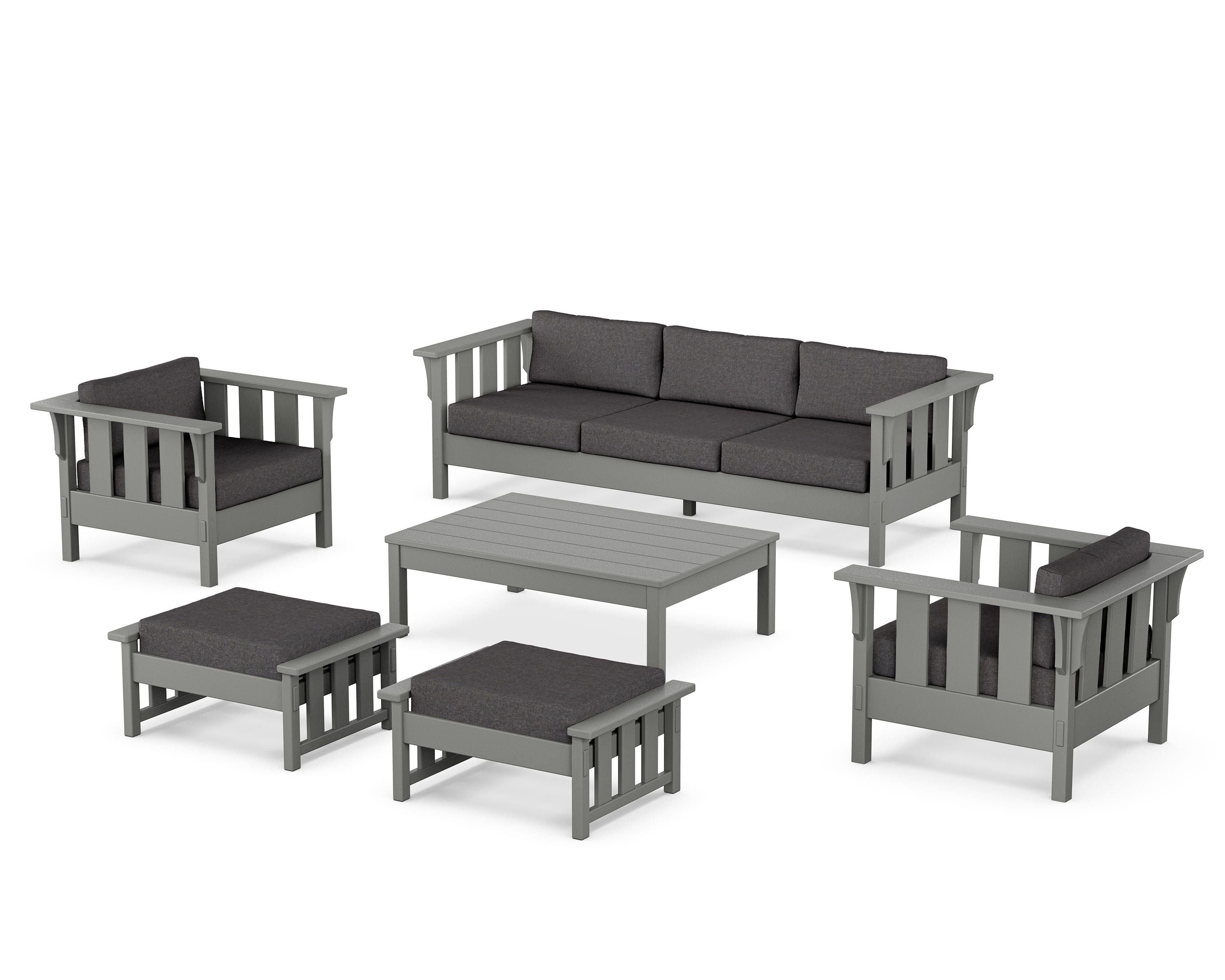 Martha Stewart by POLYWOOD® Acadia 6-Piece Lounge Sofa Set in Slate Grey / Ash Charcoal