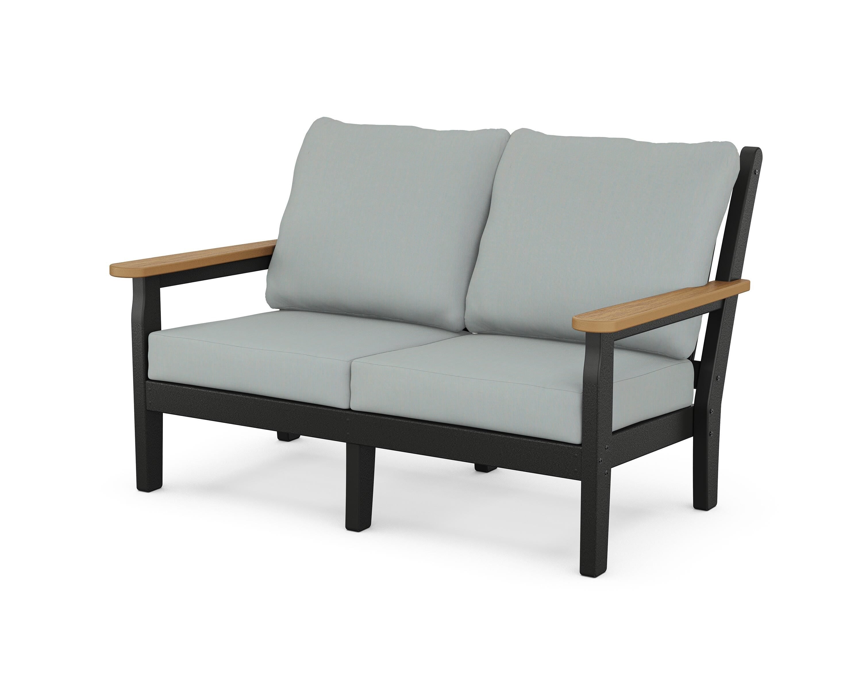 POLYWOOD® Chippendale Deep Seating Loveseat in Black / Natural / Spa