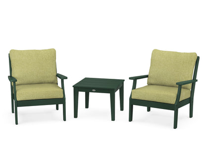 POLYWOOD® Braxton 3-Piece Deep Seating Set in Green / Chartreuse Boucle