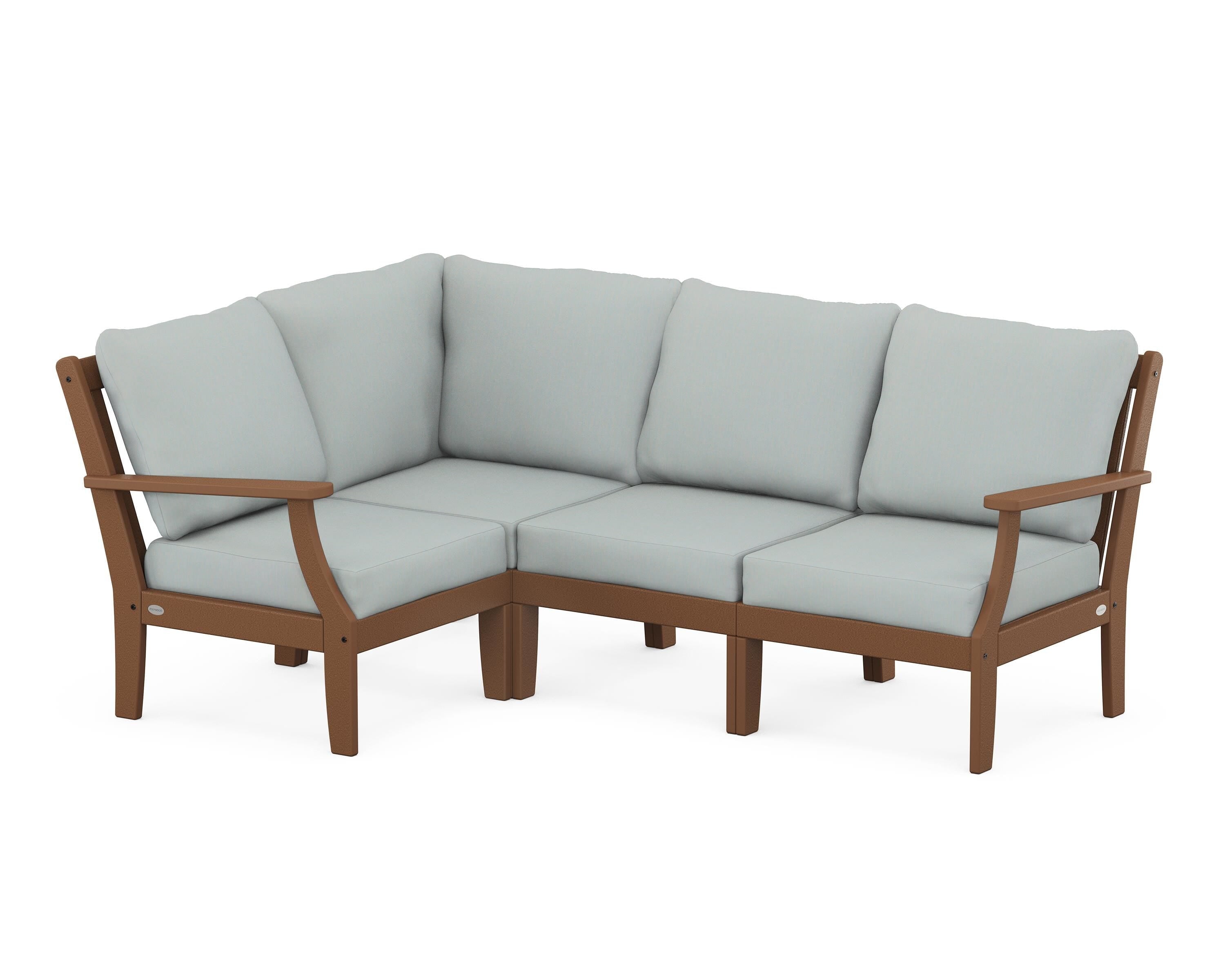POLYWOOD® Braxton Modular 4-Piece Deep Seating Set in Teak / Spa