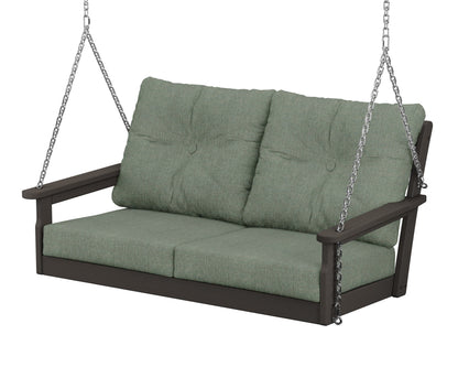 POLYWOOD® Vineyard Deep Seating Swing in Vintage Coffee / Cast Sage