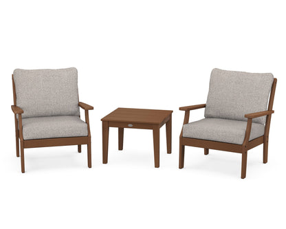 POLYWOOD® Braxton 3-Piece Deep Seating Set in Teak / Weathered Tweed