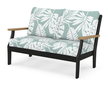 POLYWOOD® Braxton Deep Seating Loveseat in Black / Natural / Leaf Glacier Spa