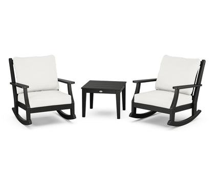 Country Living Wovendale 3-Piece Deep Seating Rocker Set in Black / Natural Linen