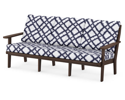 POLYWOOD® Lakeside Deep Seating Sofa in Mahogany / Trellis Navy