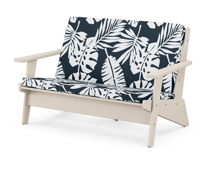 POLYWOOD® Riviera Modern Lounge Loveseat in Sand / Leaf Marine Indigo