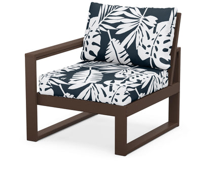 POLYWOOD® EDGE Modular Left Arm Chair in Mahogany / Leaf Marine Indigo