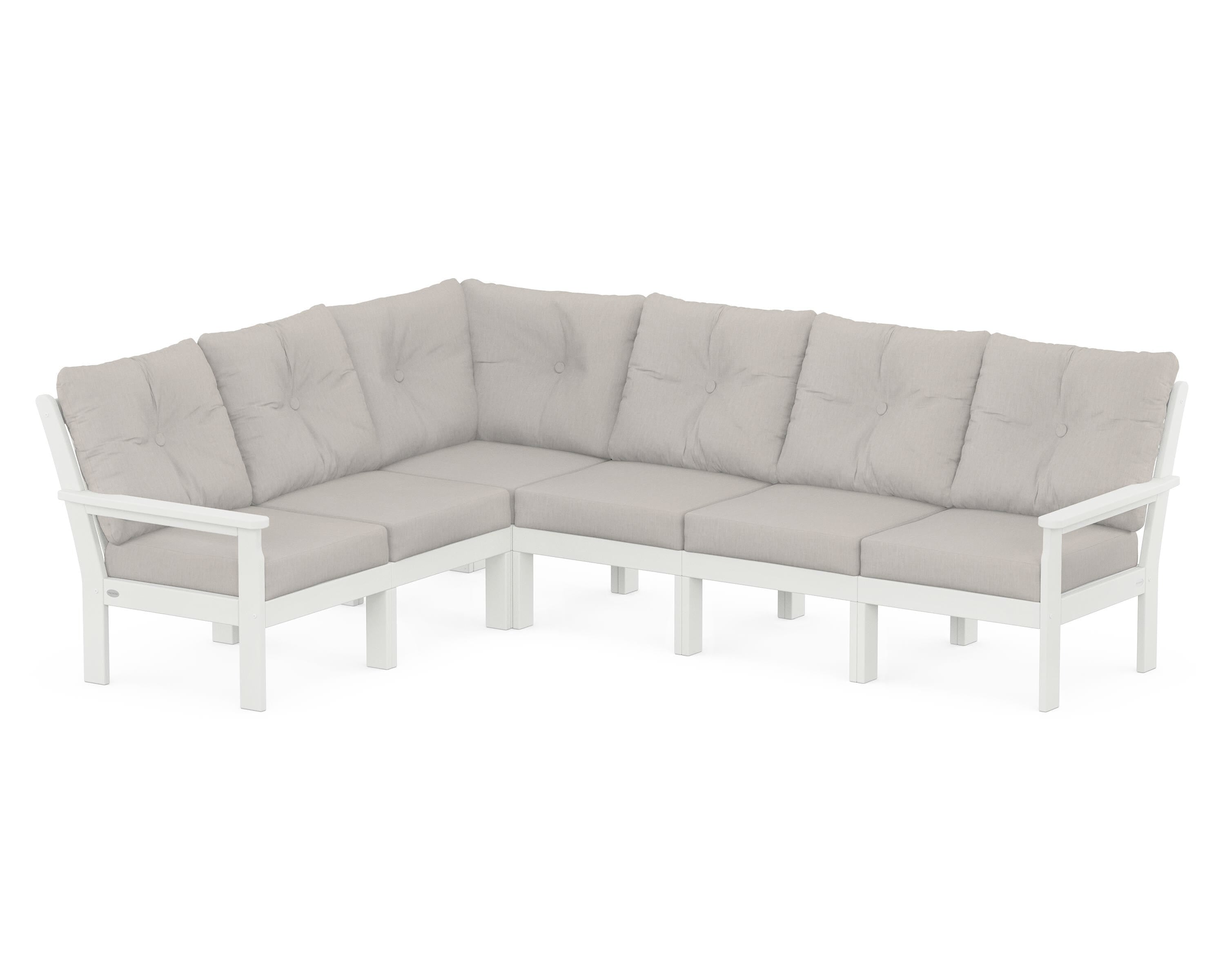 POLYWOOD® Vineyard 6-Piece Sectional in Vintage White / Cast Ash