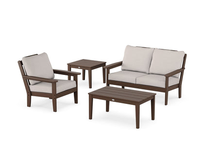 Country Living Wovendale 4-Piece Deep Seating Set in Mahogany / Dune Burlap