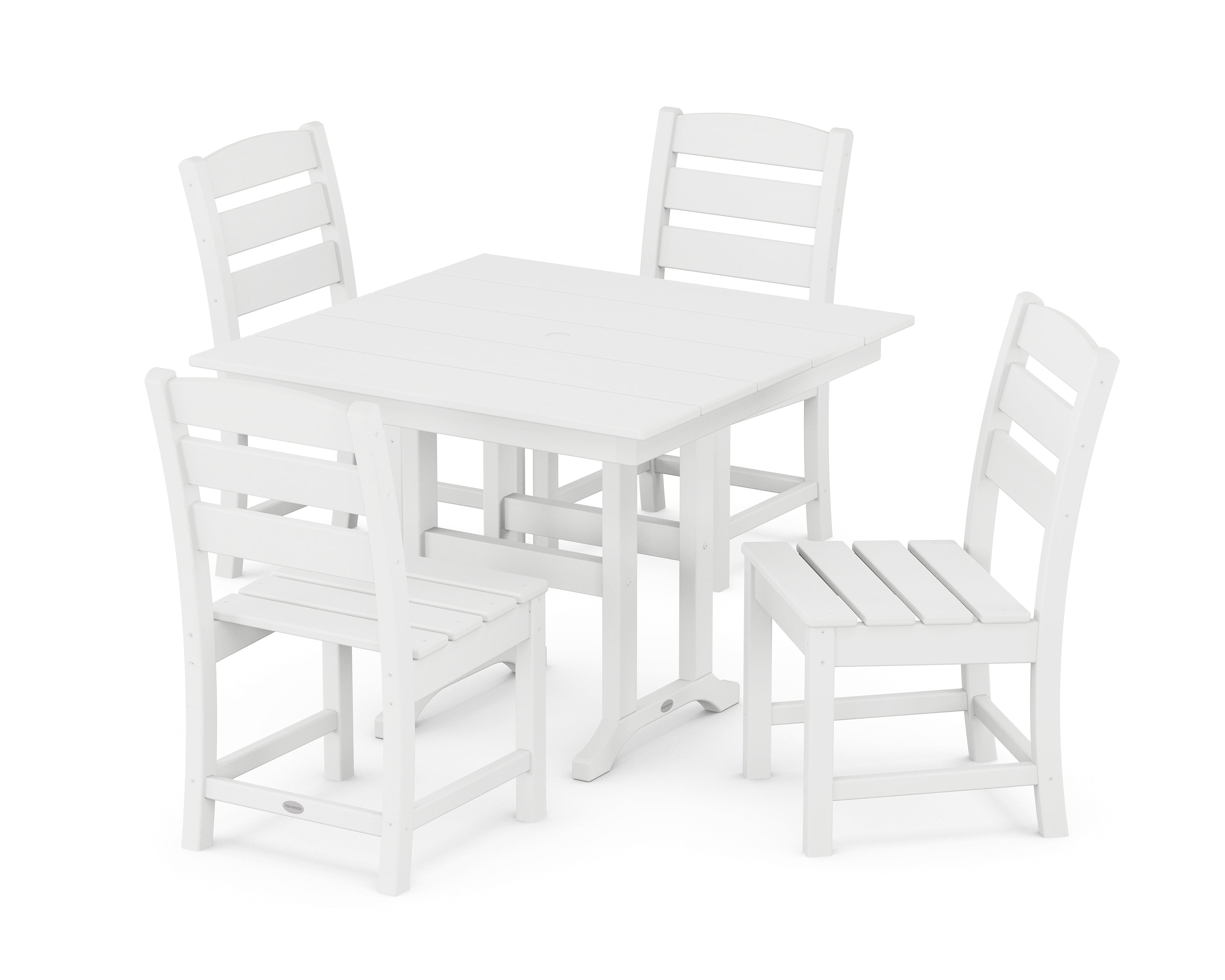 POLYWOOD® Lakeside Side Chair 5-Piece Farmhouse Dining Set in White