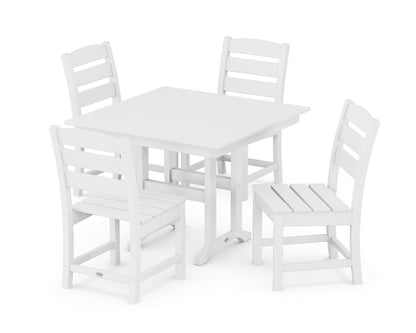 POLYWOOD® Lakeside Side Chair 5-Piece Farmhouse Dining Set in White