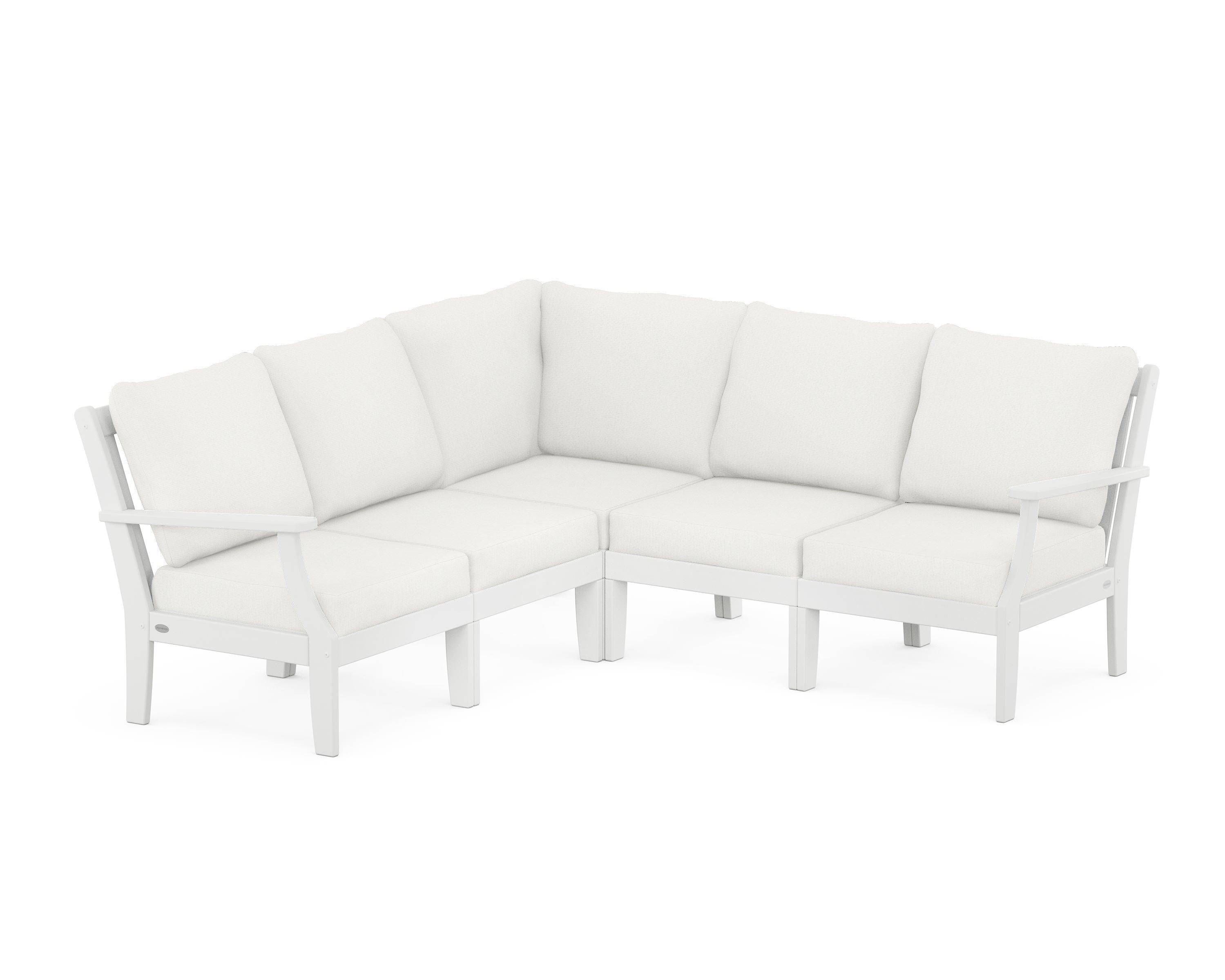 POLYWOOD® Braxton Modular 5-Piece Deep Seating Set in White / Natural Linen