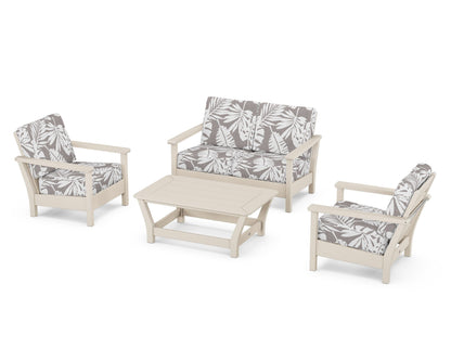 POLYWOOD® Harbour 4-Piece Deep Seating Set in Sand / Leaf Grey Mist