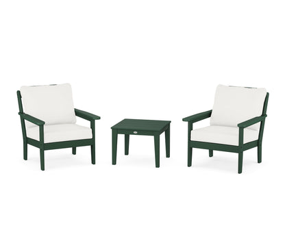 Country Living Cottage 3-Piece Deep Seating Set in Green / Natural Linen