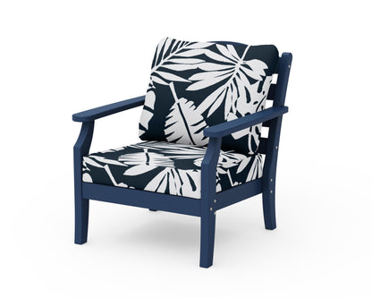 Draper James™ by  POLYWOOD® Savannah Deep Seating Chair in Navy / Leaf Marine Indigo