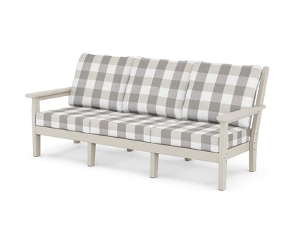 POLYWOOD® Chippendale Deep Seating Sofa in Sand / Buffalo Plaid Grey Mist