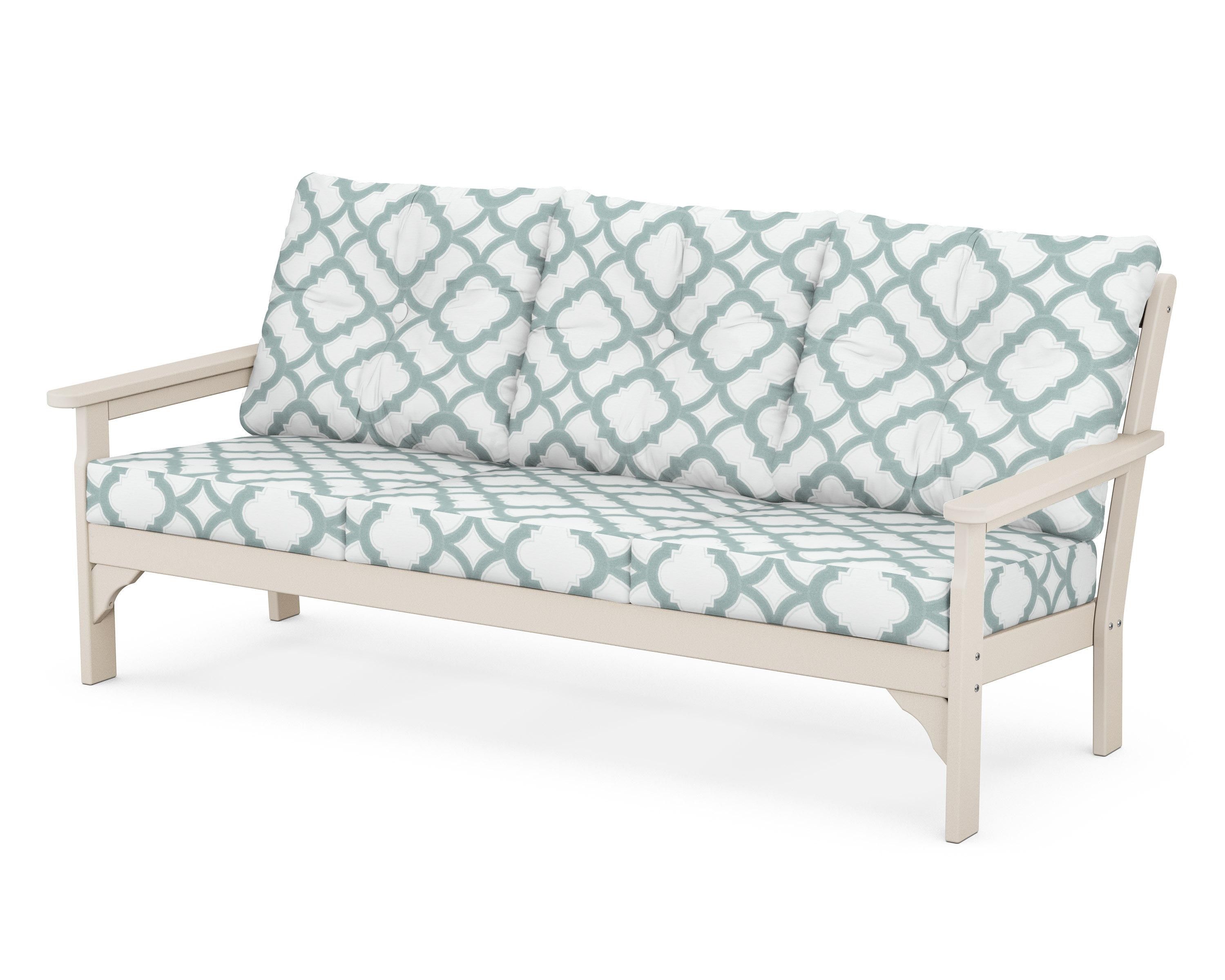 POLYWOOD® Vineyard Deep Seating Sofa in Sand / Trellis Glacier Spa