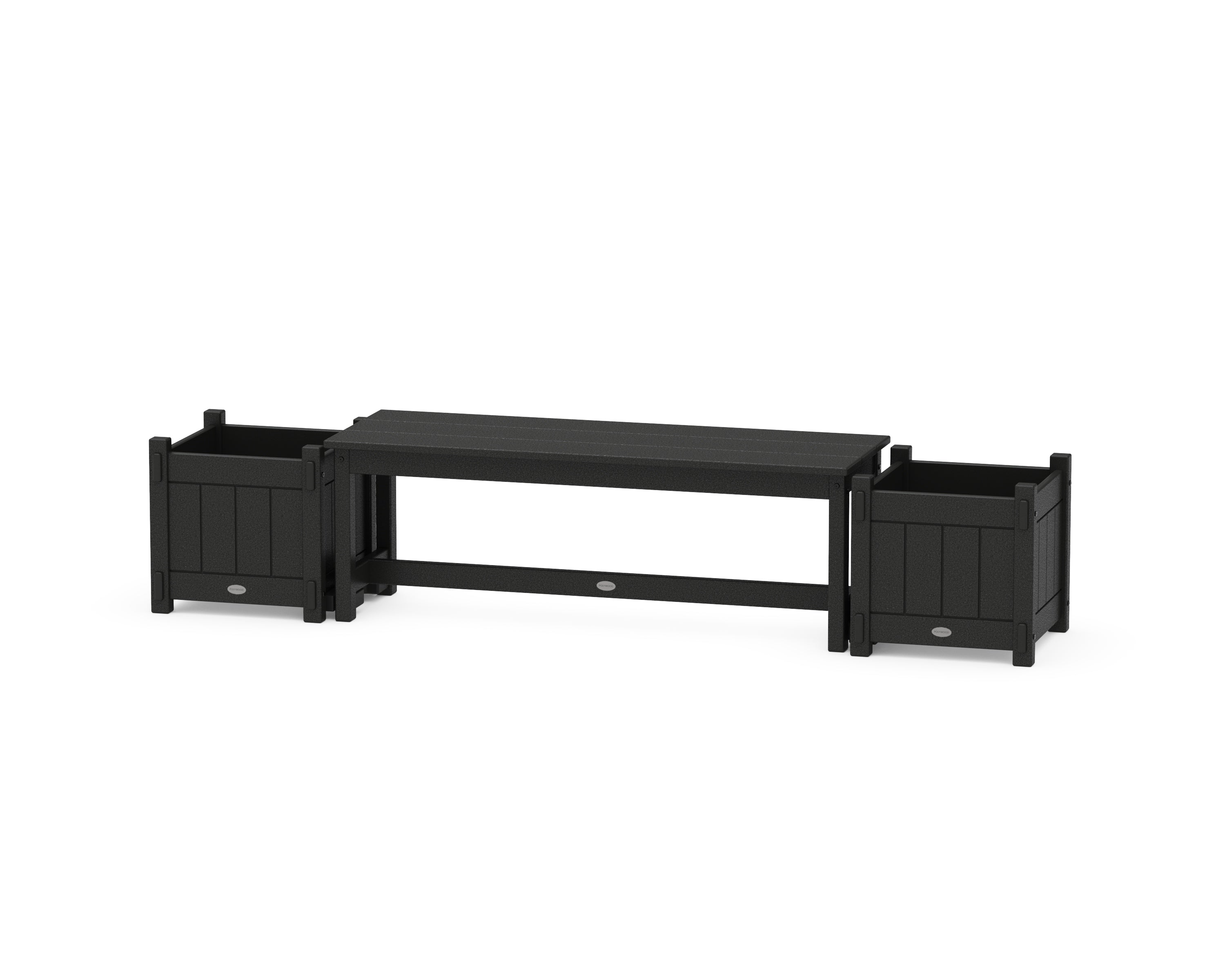 POLYWOOD® 48" Vineyard Straight Planter Bench Set in Black