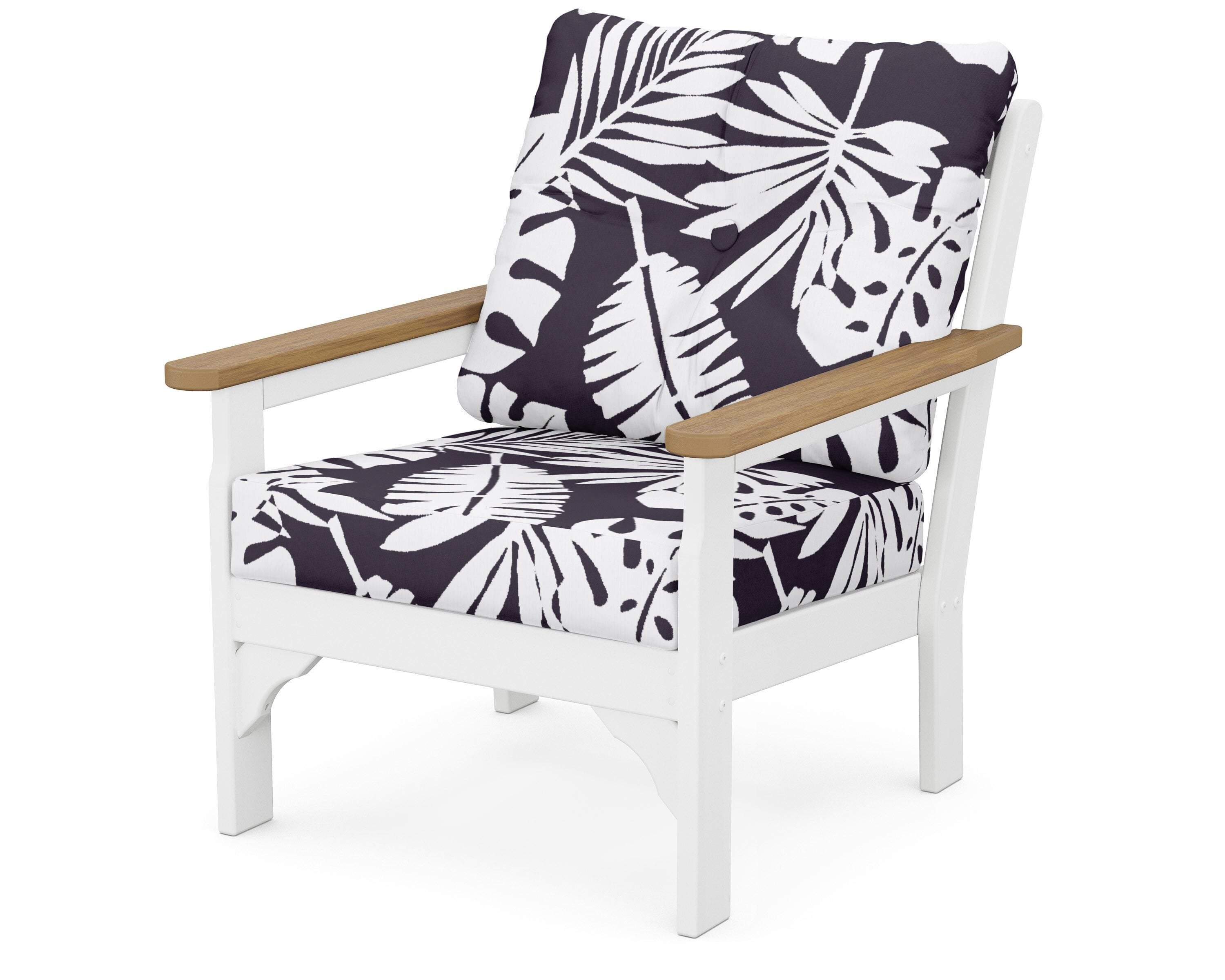 POLYWOOD® Vineyard Deep Seating Chair in White / Natural / Leaf Navy