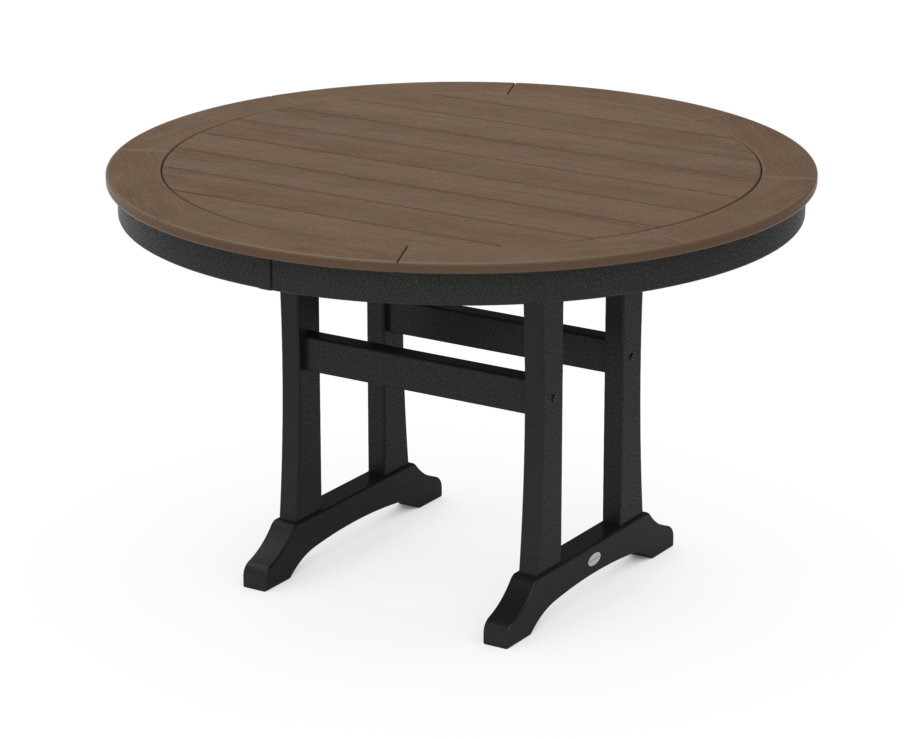 POLYWOOD® Nautical Trestle 48" Round Dining Table in Black / Kona