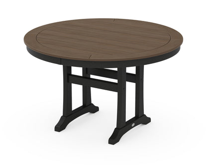 POLYWOOD® Nautical Trestle 48" Round Dining Table in Black / Kona