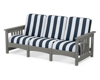 POLYWOOD® Club Mission Sofa in Slate Grey / Cabana Stripe Marine Indigo
