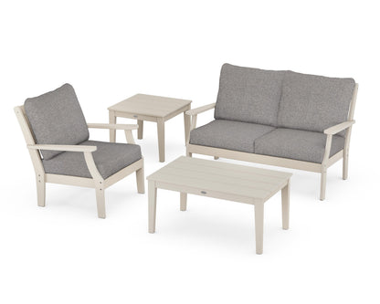 POLYWOOD® Braxton 4-Piece Deep Seating Set in Sand / Grey Mist