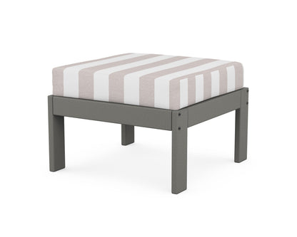 POLYWOOD® Vineyard Modular Ottoman in Slate Grey / Cabana Stripe Dune Burlap