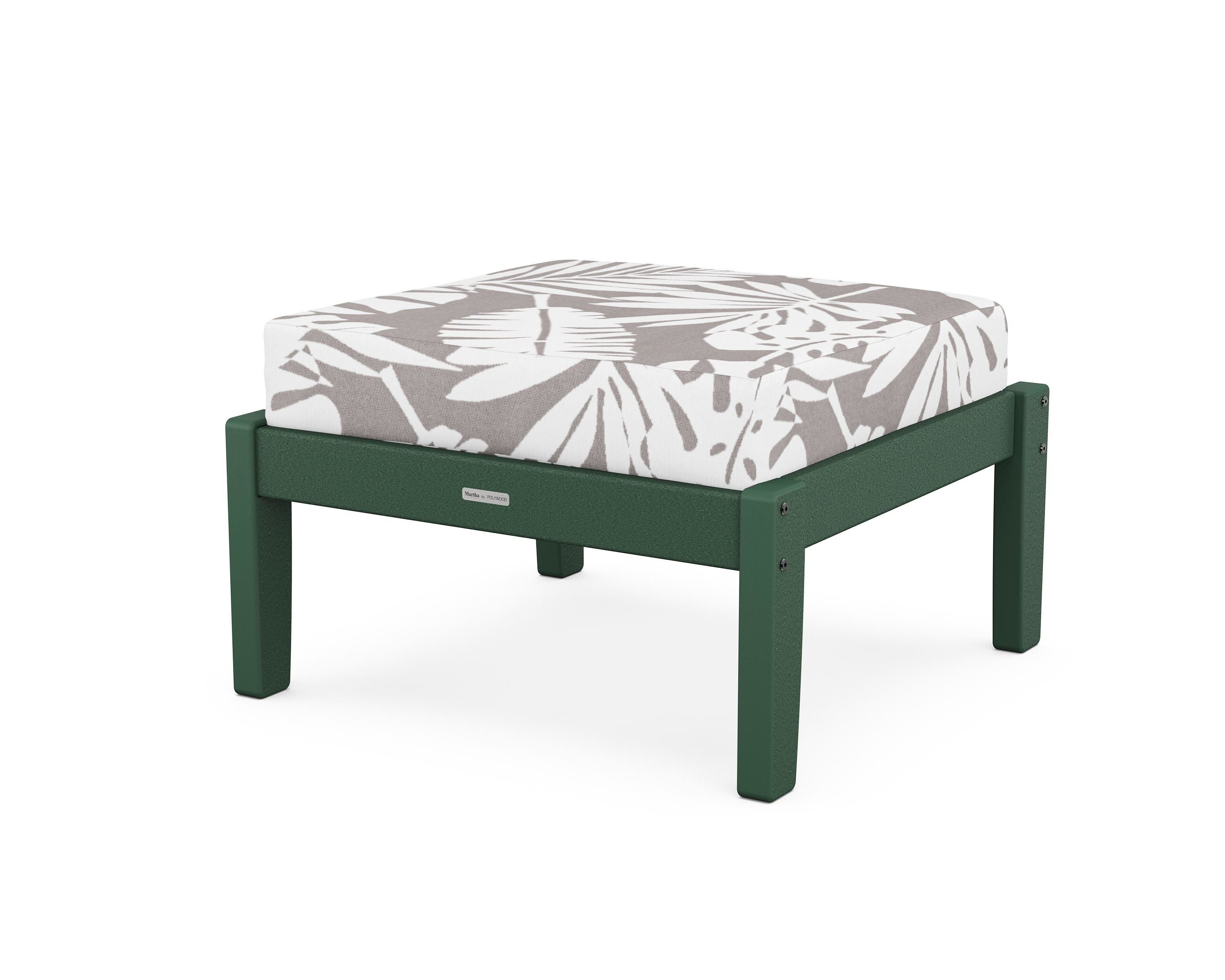 Martha Stewart by POLYWOOD® Chinoiserie Deep Seating Ottoman in Green / Leaf Grey Mist