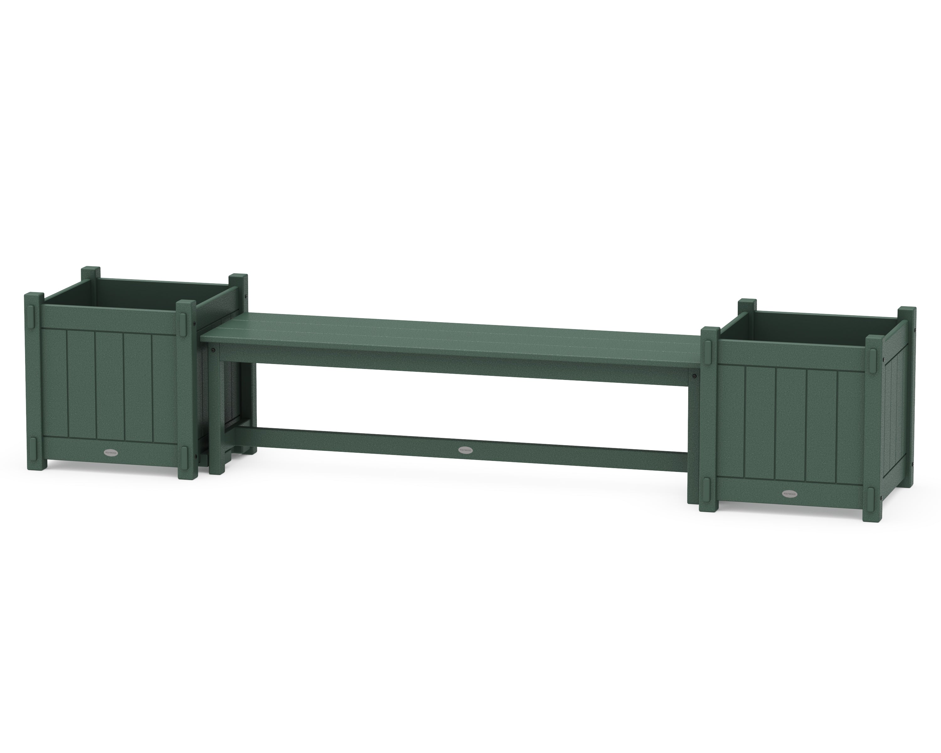 POLYWOOD® 60" Vineyard Straight Planter Bench Set - Large in Green