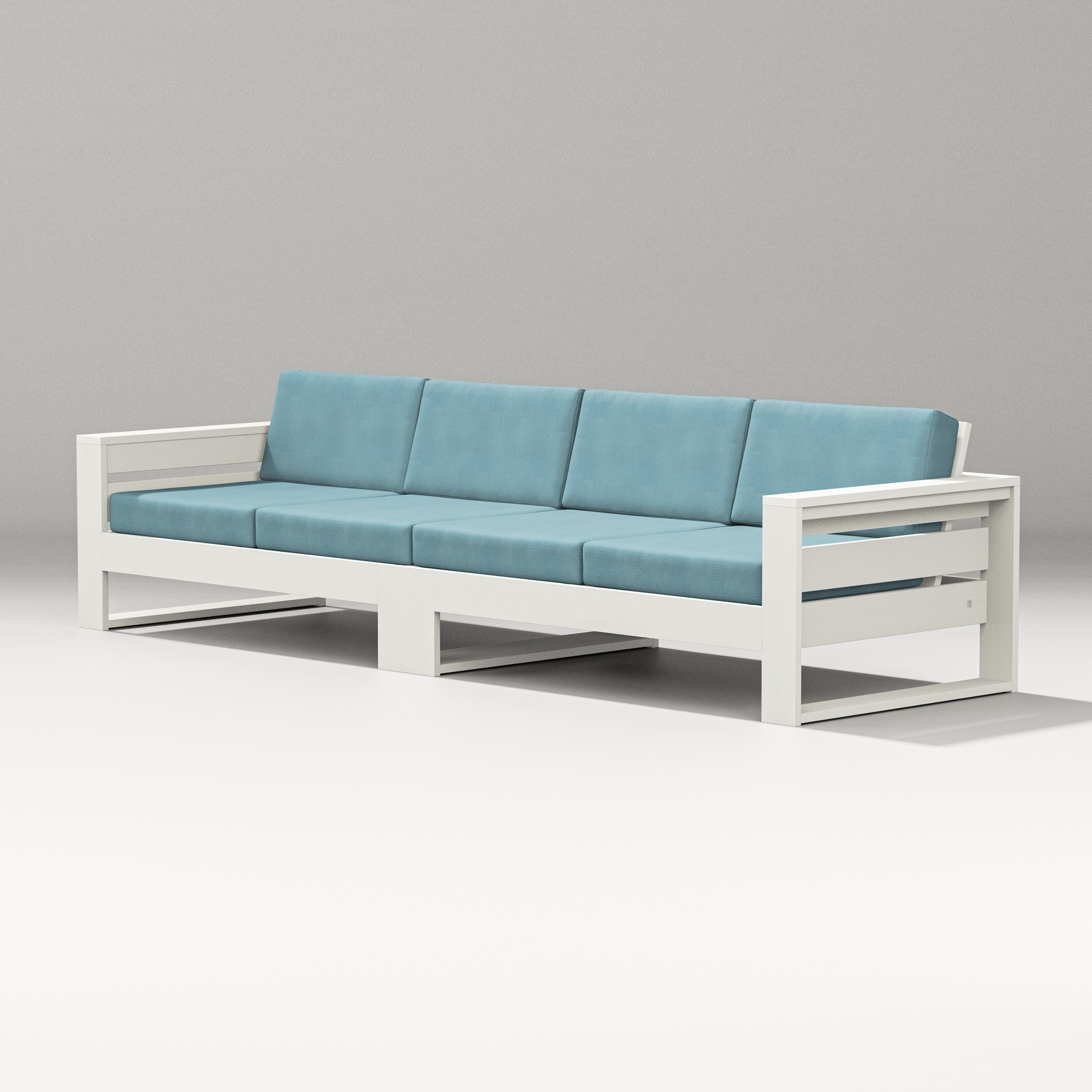 PW Designer Series Latitude Straight Sectional in Vintage White / Lattice Sky Blue
