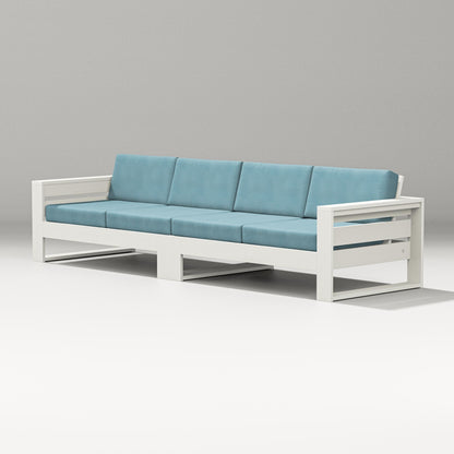 PW Designer Series Latitude Straight Sectional in Vintage White / Lattice Sky Blue