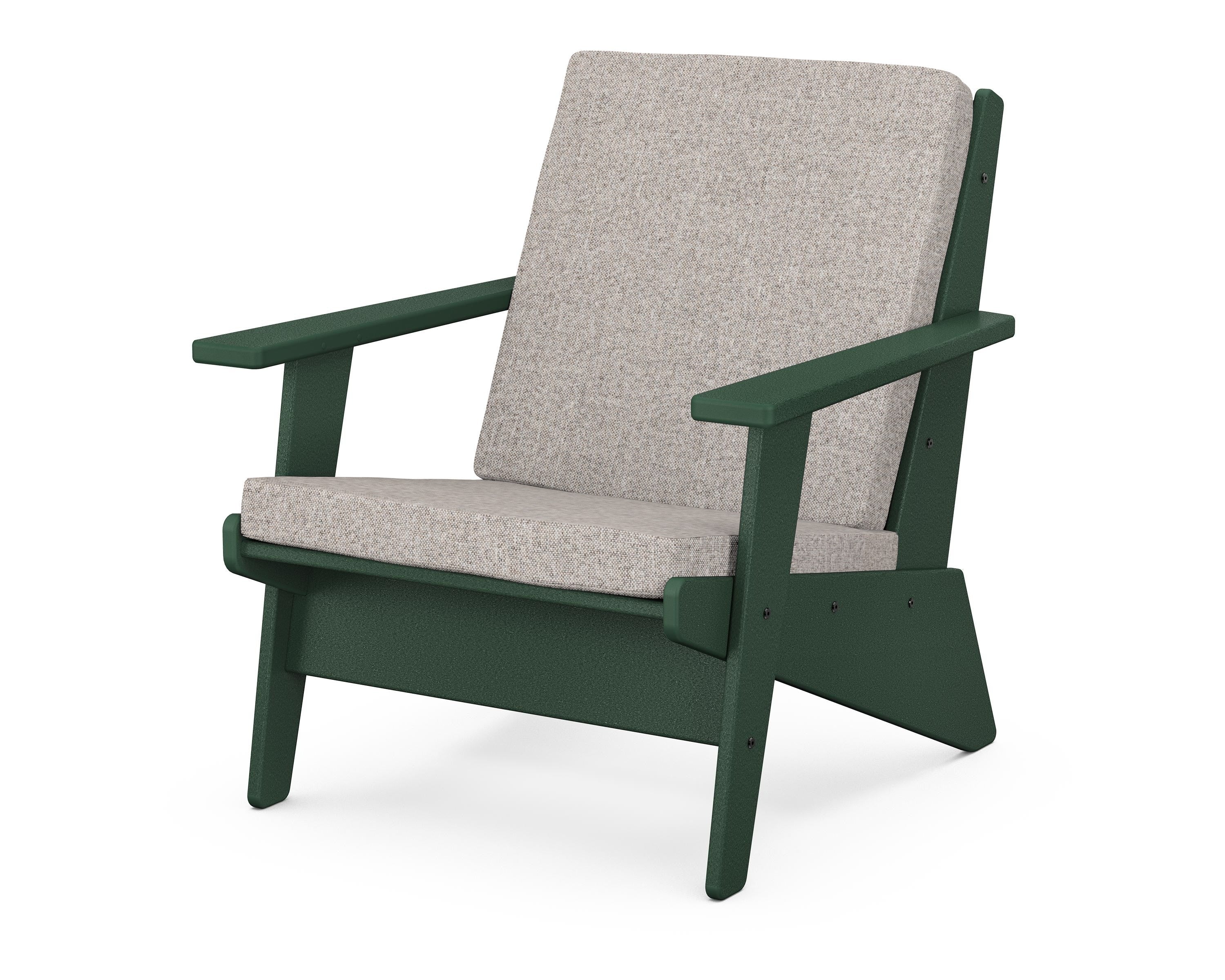 POLYWOOD® Riviera Modern Lounge Chair in Green / Weathered Tweed