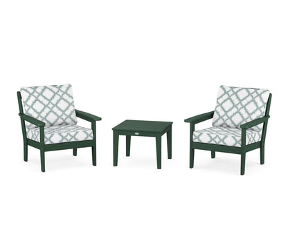 Country Living Cottage 3-Piece Deep Seating Set in Green / Trellis Glacier Spa