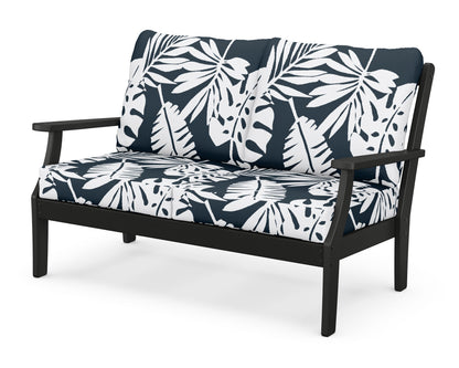 POLYWOOD® Braxton Deep Seating Loveseat in Black / Leaf Marine Indigo