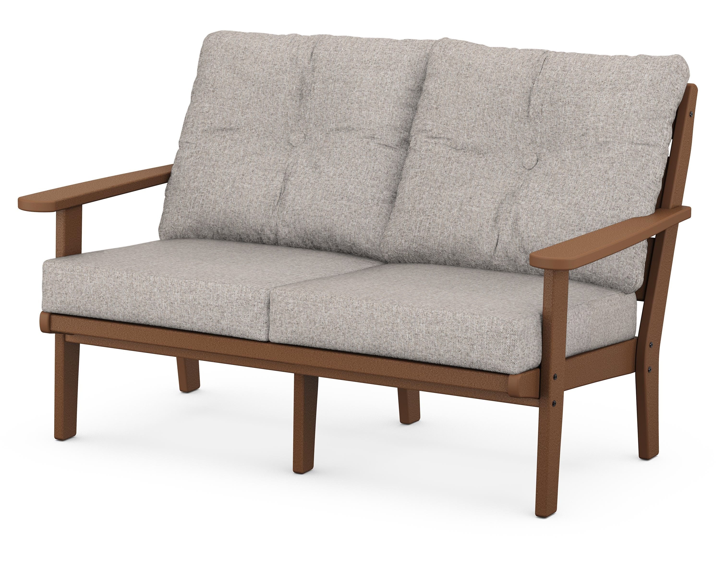 POLYWOOD® Lakeside Deep Seating Loveseat in Teak / Weathered Tweed