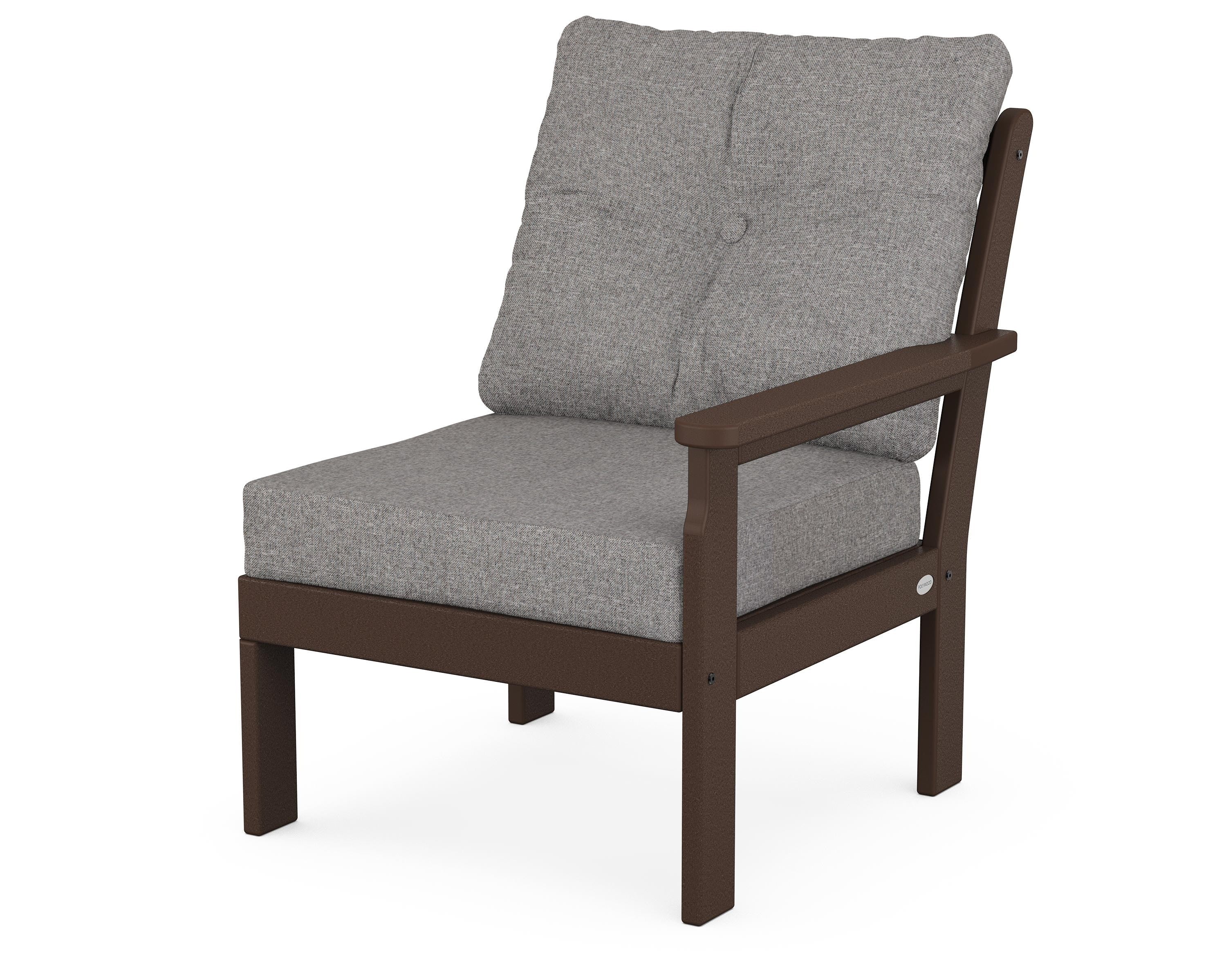 POLYWOOD® Vineyard Modular Right Arm Chair in Mahogany / Grey Mist