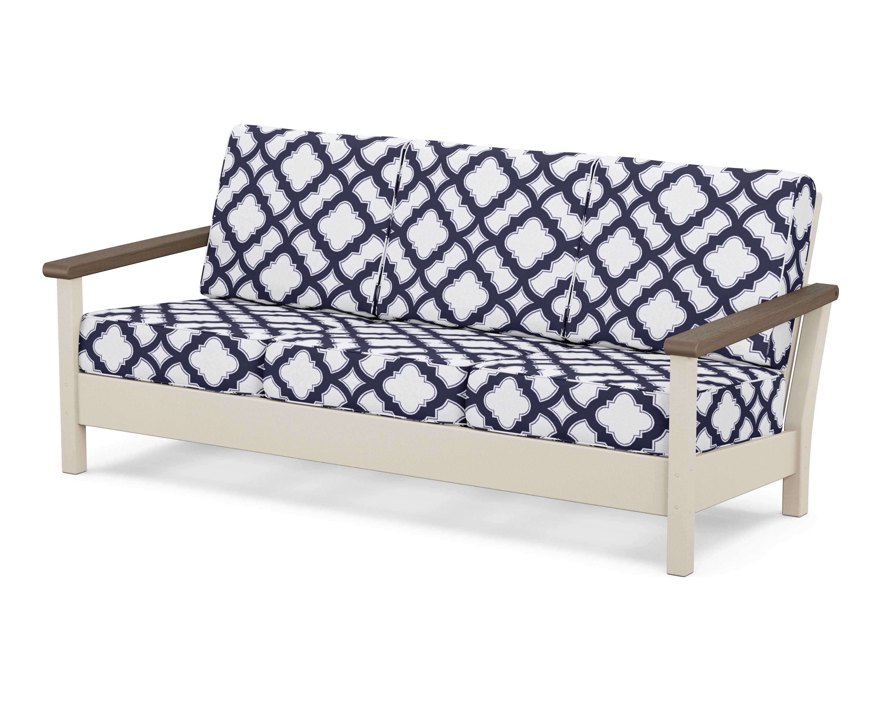 POLYWOOD® Harbour Deep Seating Sofa in Sand / Kona / Trellis Navy