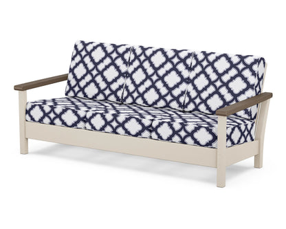 POLYWOOD® Harbour Deep Seating Sofa in Sand / Kona / Trellis Navy