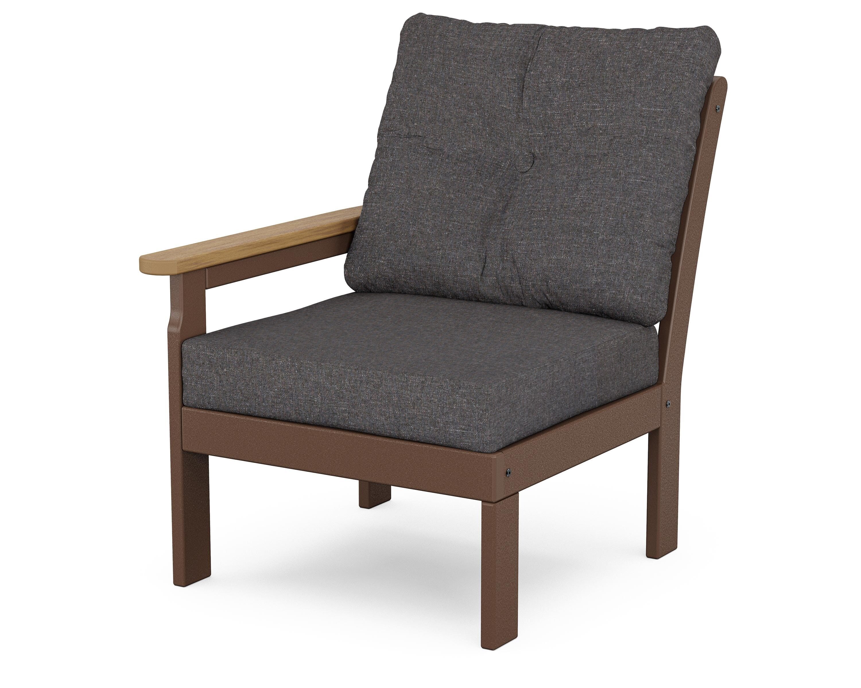 POLYWOOD® Vineyard Modular Left Arm Chair in Mahogany / Natural / Ash Charcoal