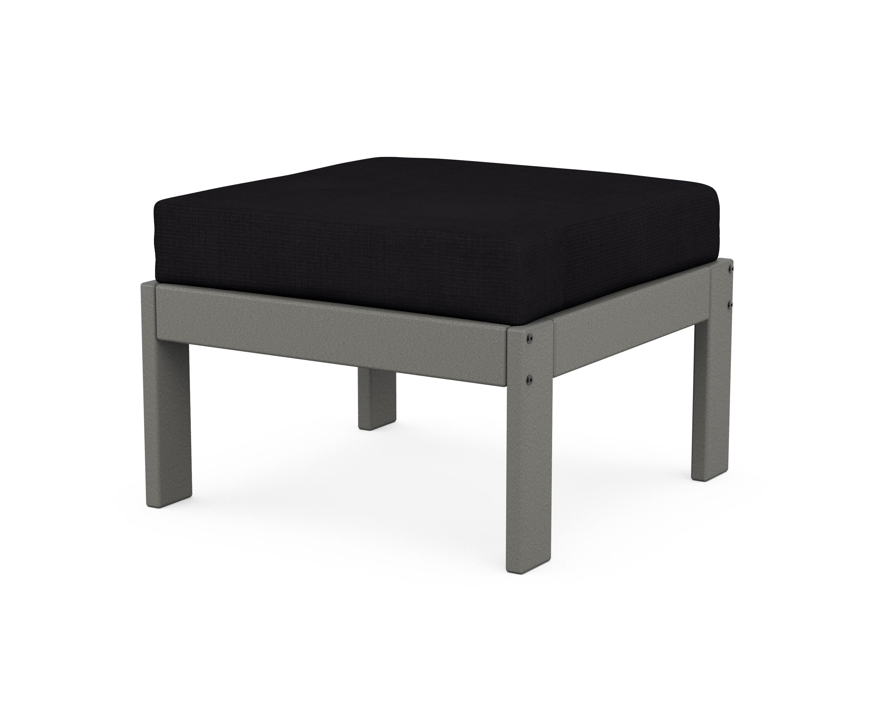 POLYWOOD® Vineyard Modular Ottoman in Slate Grey / Midnight Linen