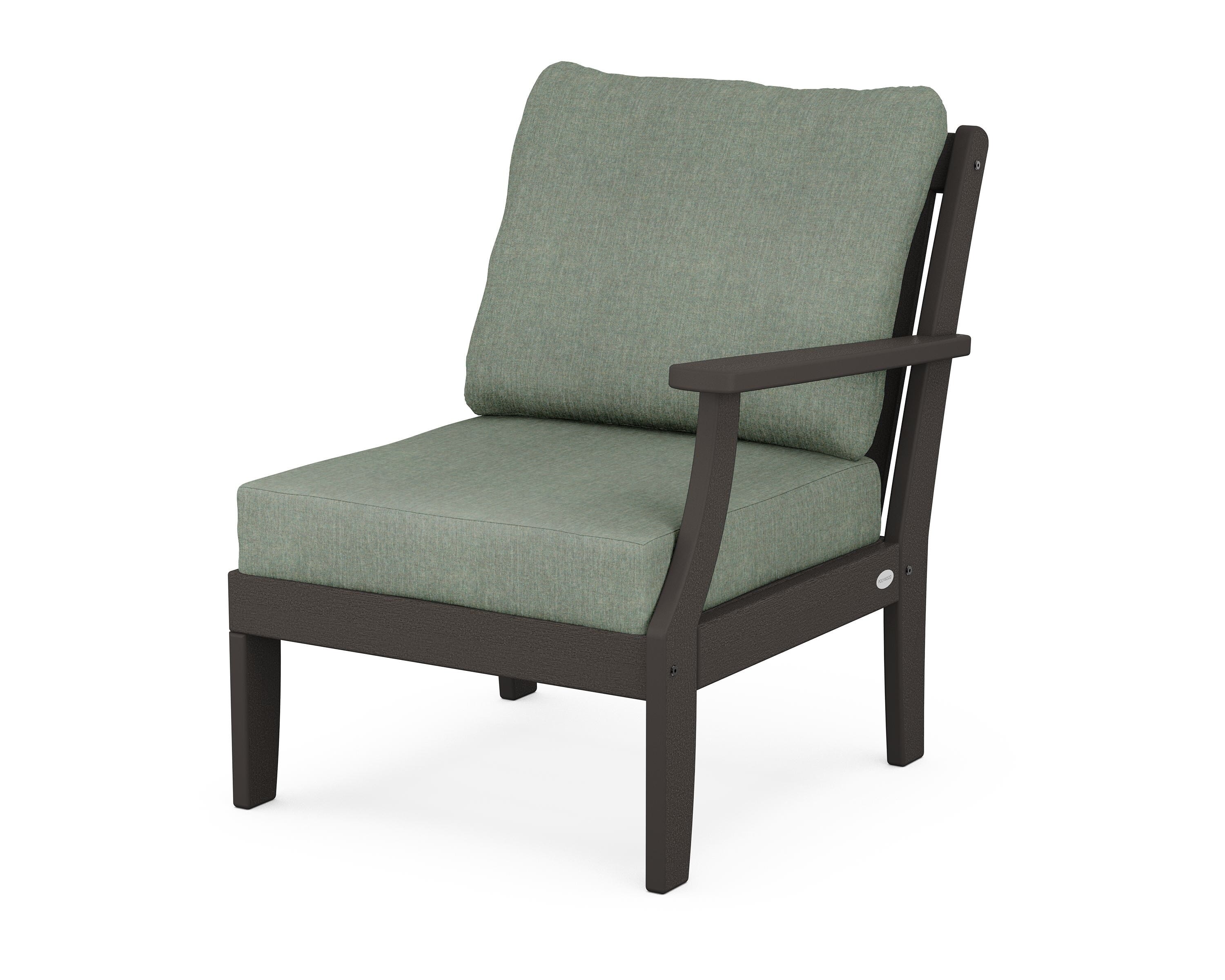 POLYWOOD® Braxton Modular Right Arm Chair in Vintage Coffee / Cast Sage