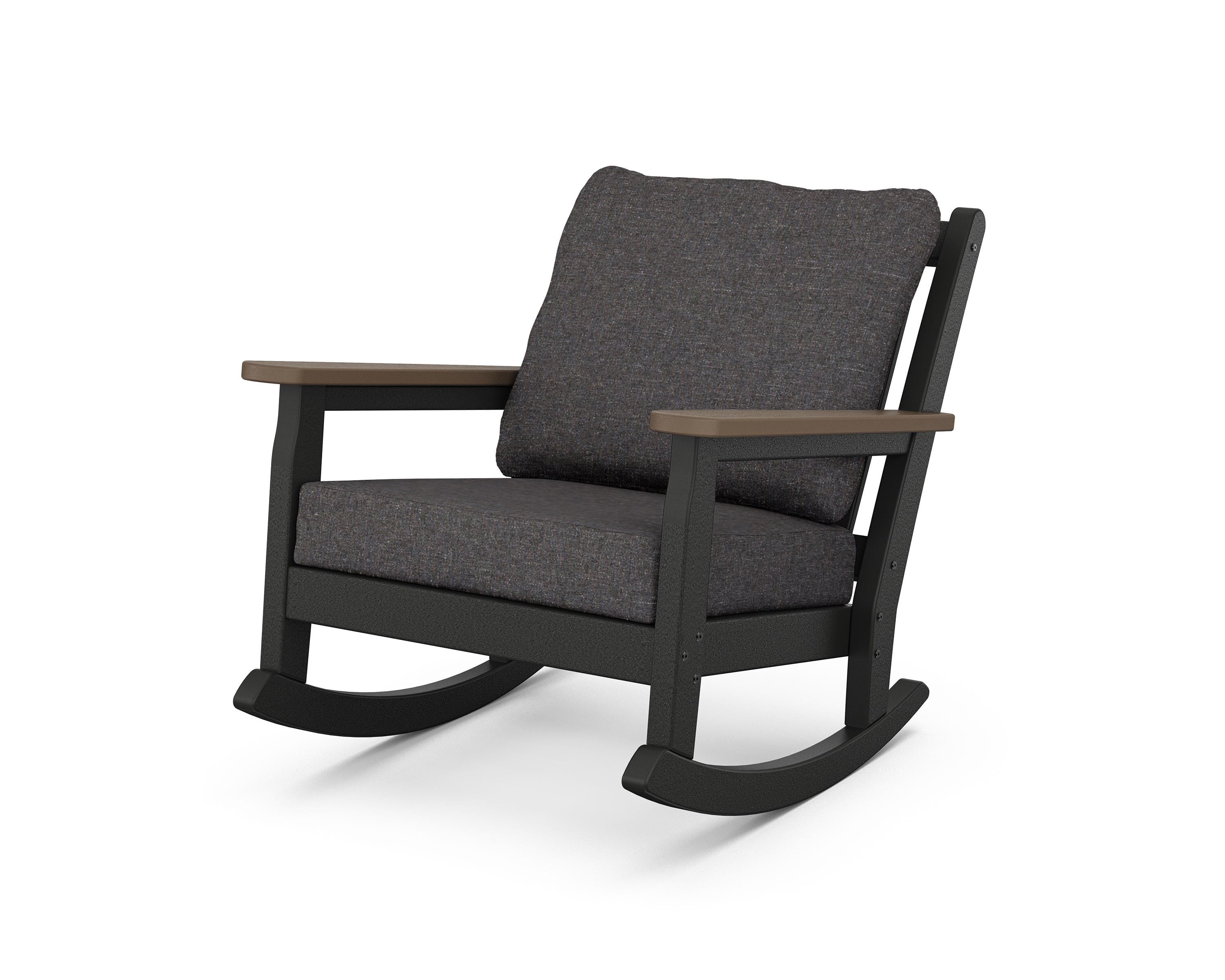 POLYWOOD® Chippendale Deep Seating Rocking Chair in Black / Kona / Ash Charcoal