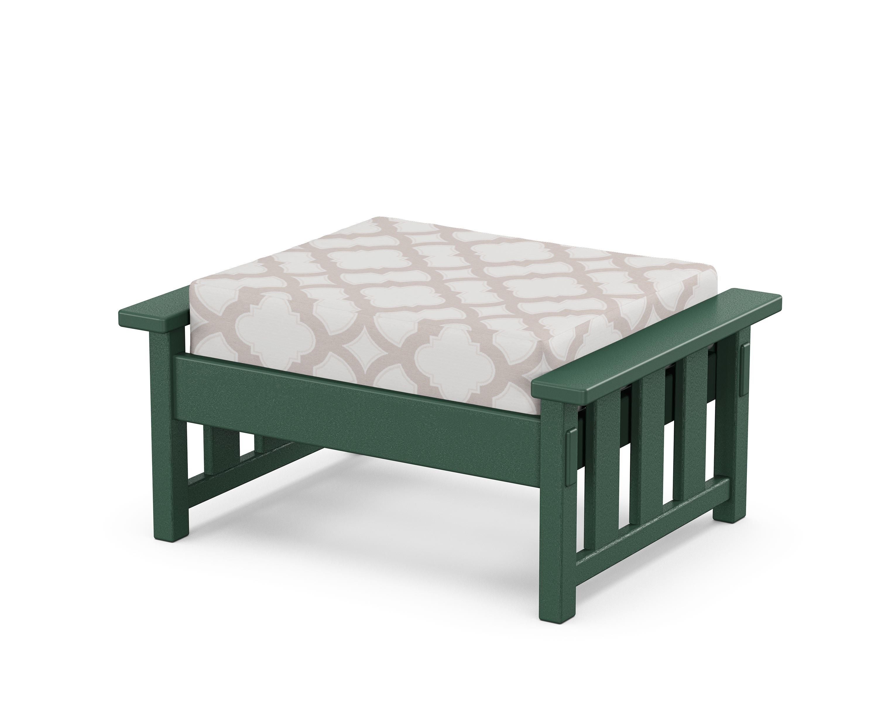 Martha Stewart by POLYWOOD® Acadia Deep Seating Ottoman in Green / Trellis Dune Burlap