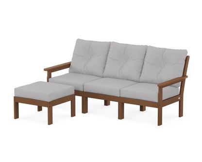 POLYWOOD® Vineyard 4-Piece Sectional with Ottoman in Teak / Granite
