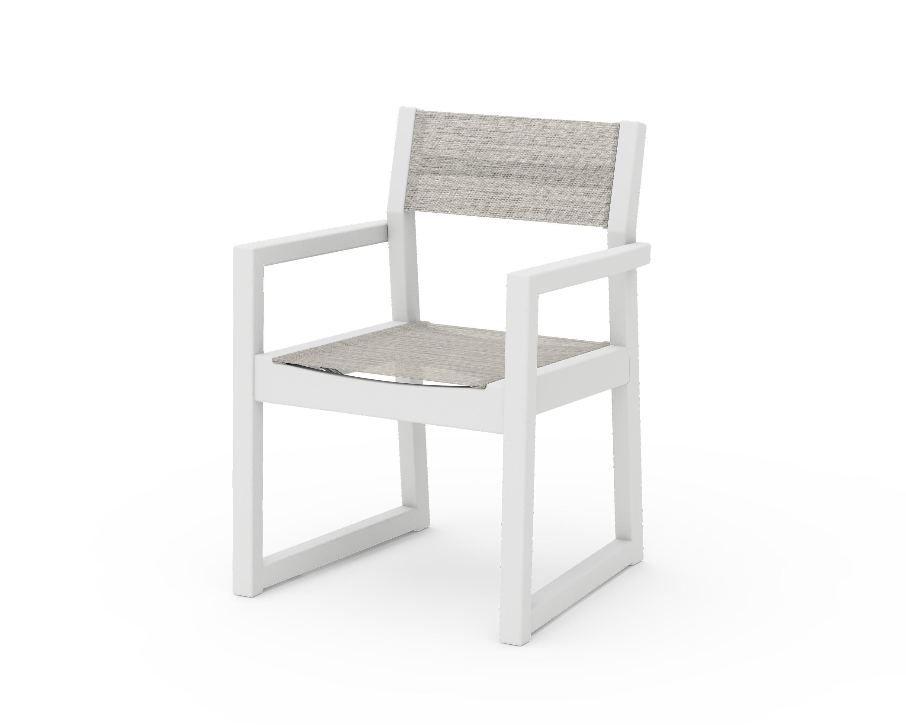 POLYWOOD® EDGE Sling Dining Arm Chair in White / Birch Sling
