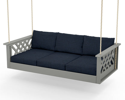 Country Living Wovendale Daybed Swing in Slate Grey / Marine Indigo