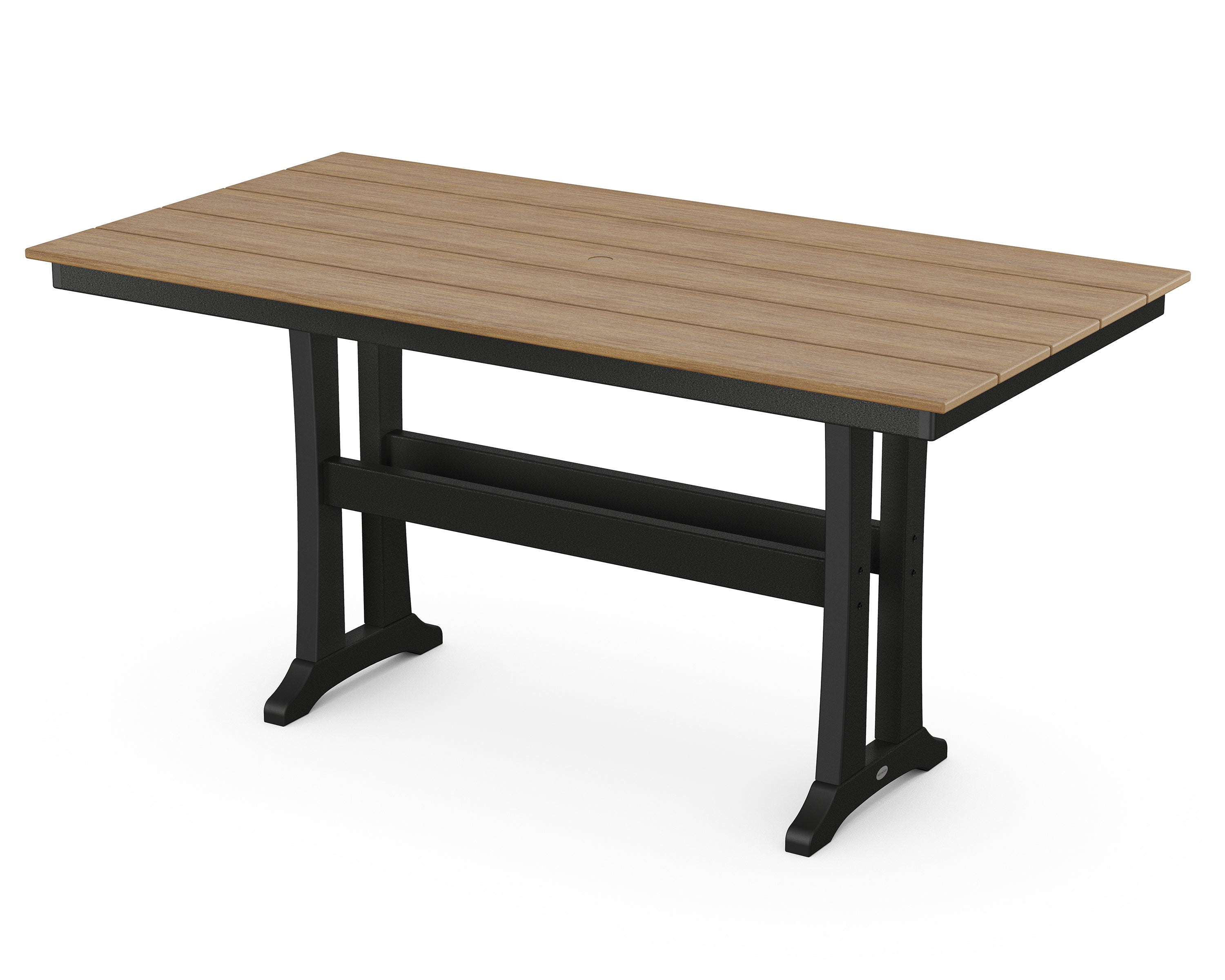 POLYWOOD® Farmhouse Trestle 37" x 72" Counter Table in Black / Natural
